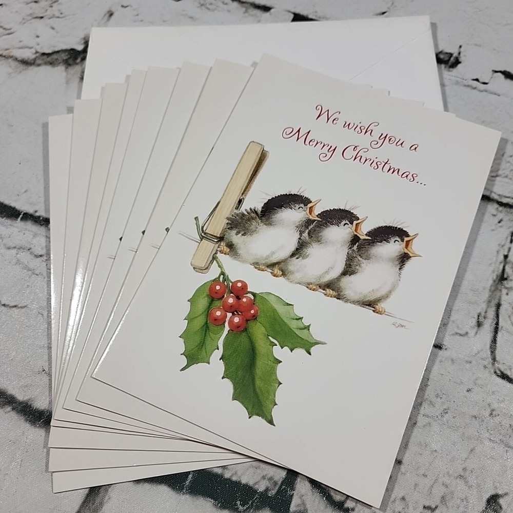 American Greetings Chickadees Christmas Cards Lot Of 8 Moorehead Collection